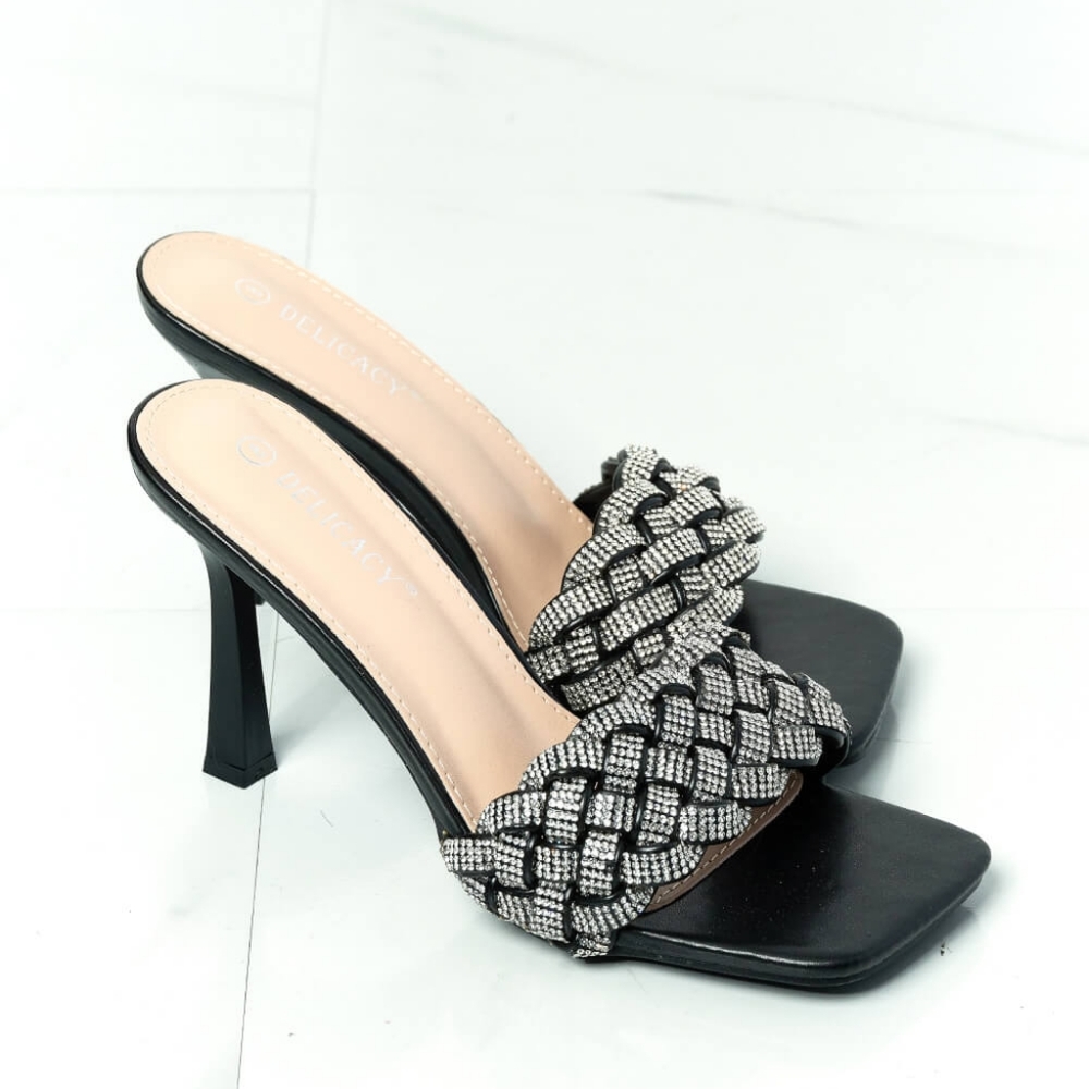 New Rhinestone Heel Slide in Black - Picture 3 of 5